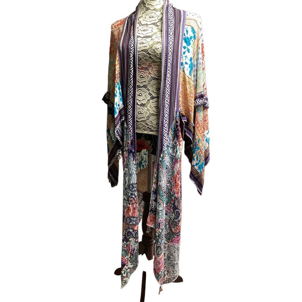 GiGio kimono mixed print angel sleeve size M